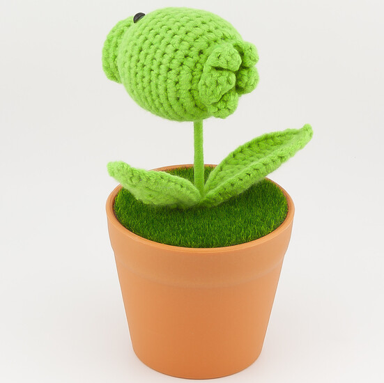 Горохострел Plants в горшке, вязаный, на 1 цветок, размер 15х7см, цвет Зеленый 1шт.