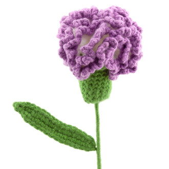 Гвоздика на ножке, вязаная, 1 цветок, размер 42х8см, цвет Сиреневый с белым, 1шт.