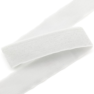 Лента бархатная с люрексом 2,5 см 1 м Белый с серебром