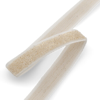 Лента бархатная с люрексом 1 см 1 м Белый с золотом