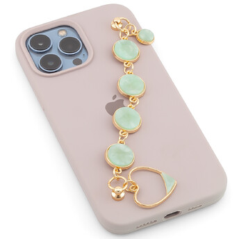 Держатель телефона декор чехла с винтами Мраморный принт 15х1,8 см 1 шт. Оливковый