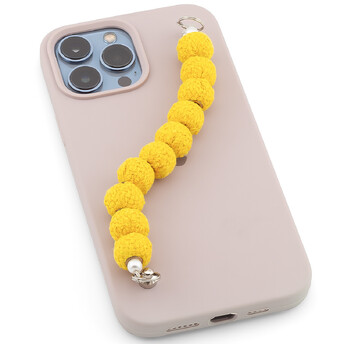 Держатель телефона декор чехла из вязаных бусин с винтами 17х1,5 см 1 шт. Желтый