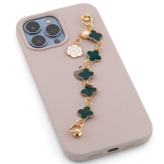 Держатель телефона декор чехла Четырехлистный клевер с подвеской 16х1,5 см 1 шт. Зеленый