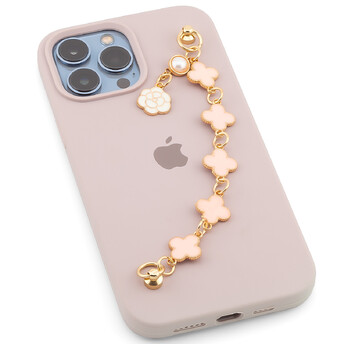 Держатель телефона декор чехла Четырехлистный клевер с подвеской 16х1,5 см 1 шт. Розовый