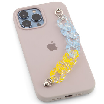 Держатель телефона декор чехла Цепь 16х2,1 см 1 шт. Сине-желтый