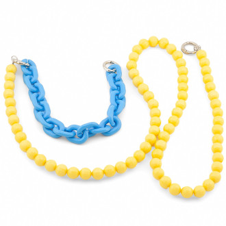 Держатель телефона декор чехла на шею/руку 86х1,2 см/28х1,8 см 1 шт. Желтый с синим