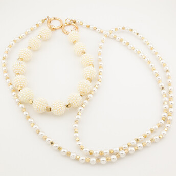 Держатель телефона на шею/руку LUXURY 117х0,8 см/37х1,9 см 1 шт. Жемчужный с золотом