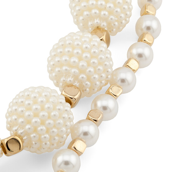 Держатель телефона на шею/руку LUXURY 117х0,8 см/37х1,9 см 1 шт. Жемчужный с золотом