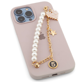 Держатель телефона декор чехла Жемчужный с цепью 