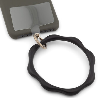 Кольцо силиконовое для телефона с держателем 9х0,7 см карабин 25 мм 1 шт. Черный