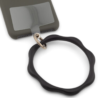 Кольцо силиконовое для телефона с держателем 9х0,7 см карабин 25 мм 1 шт. Черный