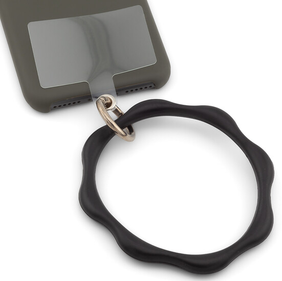 Кольцо силиконовое для телефона с держателем 9х0,7 см карабин 25 мм 1 шт. Черный