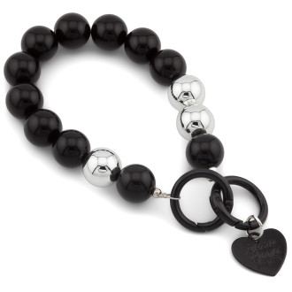 Держатель телефона декор чехла из бусин с подвеской 28х1,6 см карабин 25 мм 1 шт. Черный с