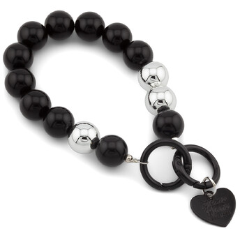 Держатель телефона декор чехла из бусин с подвеской 28х1,6 см карабин 25 мм 1 шт. Черный с