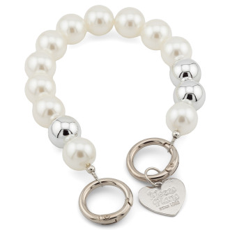 Держатель телефона декор чехла из бусин с подвеской 28х1,6 см карабин 25 мм 1 шт. Жемчужный