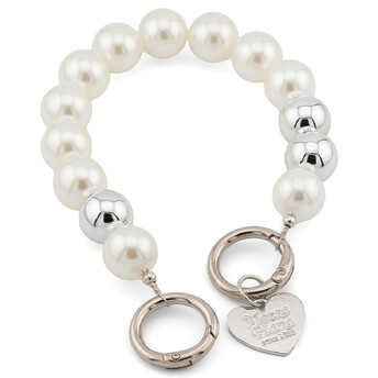 Держатель телефона декор чехла из бусин с подвеской 28х1,6 см карабин 25 мм 1 шт. Жемчужный