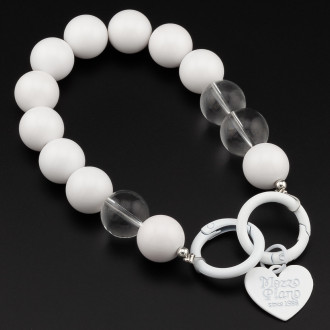 Держатель телефона декор чехла из бусин с подвеской 28х1,6 см карабин 25 мм 1 шт. Белый