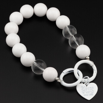 Держатель телефона декор чехла из бусин с подвеской 28х1,6 см карабин 25 мм 1 шт. Белый