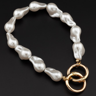 Тримач телефону декор чохла з фігурних намистин 30х1,5 см карабін 25 мм 1 шт. Перлинний