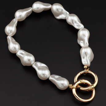 Держатель телефона декор чехла из фигурных бусин 30х1,5 см карабин 25 мм 1 шт. Жемчужный