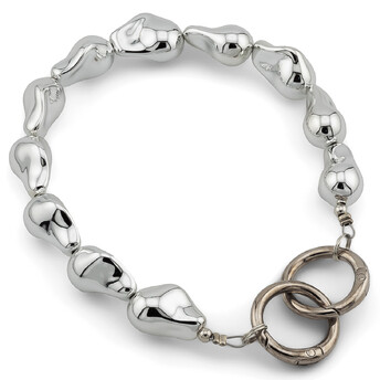 Держатель телефона декор чехла из фигурных бусин 30х1,5 см карабин 25 мм 1 шт. Серебристый