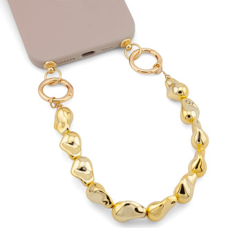 Держатель телефона декор чехла из фигурных бусин 30х1,5 см карабин 25 мм 1 шт. Золотистый