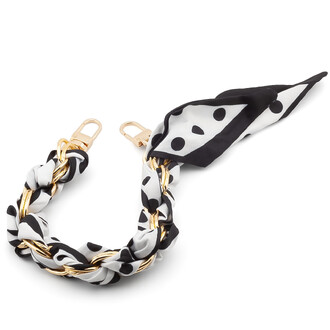 Цепь с лентой Твилли для телефона/сумки 30х1,6 см 1 шт. принт Gold Polka Dot Series ●Black Style Ⅱ