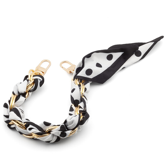 Цепь с лентой Твилли для телефона/сумки 30х1,6 см 1 шт. принт Gold Polka Dot Series ●Black Style Ⅱ