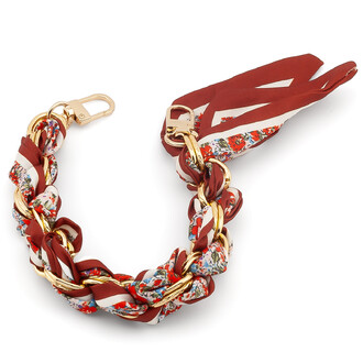 Цепь с лентой Твилли для телефона/сумки 30х1,6 см 1 шт. принт Gold Floral Series ●Red Edge