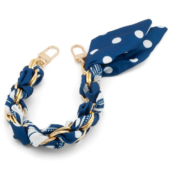 Цепь с лентой Твилли для телефона/сумки 30х1,6 см 1 шт. принт Gold Polka Dot Series●Blue Model