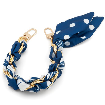 Цепь с лентой Твилли для телефона/сумки 30х1,6 см 1 шт. принт Gold Polka Dot Series●Blue Model