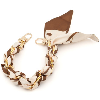 Цепь с лентой Твилли для телефона/сумки 30х1,6 см 1 шт. принт Gold Polka Dot Series ●Brown Model