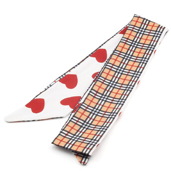 Платок-лента Твилли для сумки/волос 90х5 см 1 шт. принт Plaid Series ●Red Love Ⅱ
