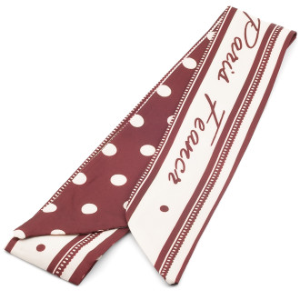 Платок-лента Твилли для сумки/волос 90х5 см 1 шт. принт Polka Dot Series ●Dark red