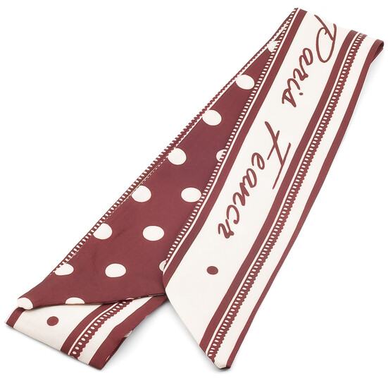 Платок-лента Твилли для сумки/волос 90х5 см 1 шт. принт Polka Dot Series ●Dark red