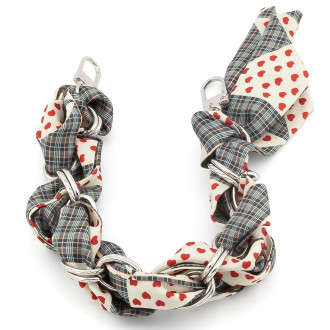 Цепь с лентой Твилли для телефона/сумки 30х1,6 см 1 шт. принт Silver Plaid Series ●Red Heart