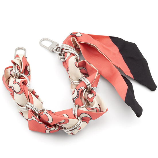 Цепь с лентой Твилли для телефона/сумки 30х1,6 см 1 шт. принт Silver Cochi Series ●Pink Style