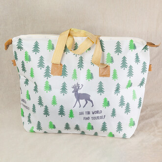 Сумка тканевая с молнией, водоотталкивающая, 1шт., размер 70х41см на 45л, принт Small Tree