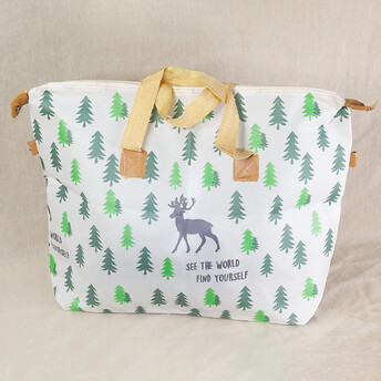 Сумка тканевая с молнией, водоотталкивающая, 1шт., размер 52х39см на 22л, принт Small Tree