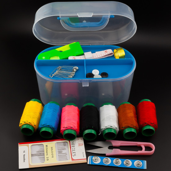 Набор швейный в органайзере, 1шт., размер 9,5х14,5см, всего 47шт., цвет в ассортименте