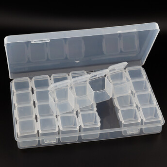 Органайзер 28 яч. контейнер пластиковый для рукоделия 17х10.5х2.5 см Прозрачный