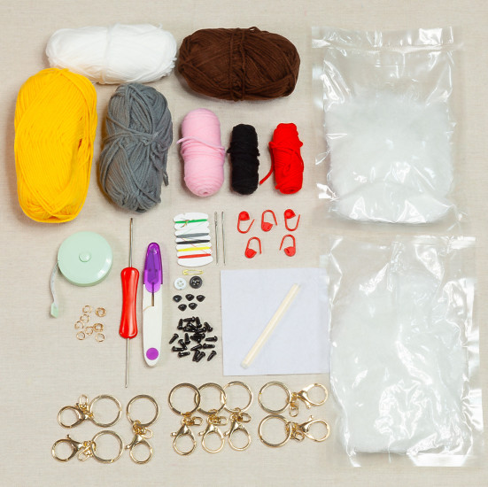 Набор для вязания крючком, размер 26х23х8см, на 8 брелков Funny Animals