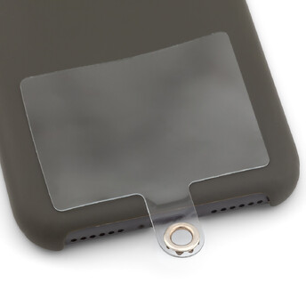 Держатель шнурка для телефона подложки 40х54 мм язычок 20х11 мм 1 шт. Прозрачный с Платиной