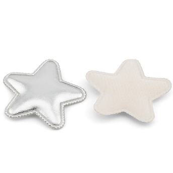 Аппликация пришивная нашивка Звезда, из экокожи 4,4х4,1 см 2 шт. Серебристый
