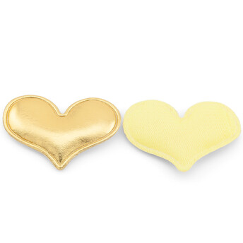 Аппликация пришивная нашивка Сердце, из экокожи 4,8х3,4 см 2 шт. Золотистый
