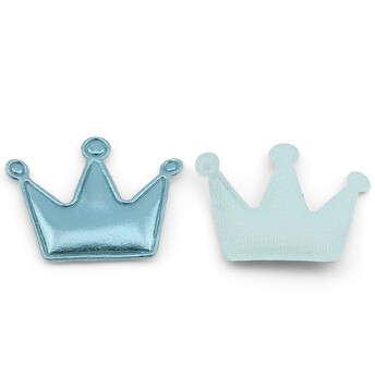 Аппликация пришивная нашивка Корона из экокожи 4,5х3,8 см 2 шт. Голубой