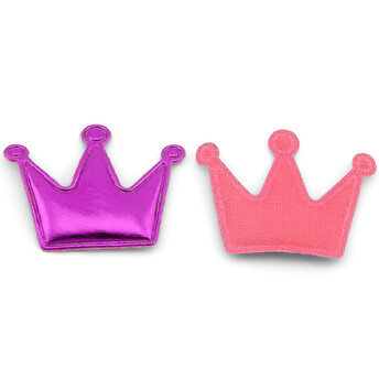 Аппликация пришивная нашивка Корона из экокожи 4,5х3,8 см 2 шт. Розовый