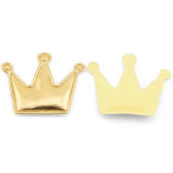 Аппликация пришивная нашивка Корона из экокожи 4,5х3,8 см 2 шт. Золотистый