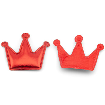 Аппликация пришивная нашивка Корона из экокожи 4,5х3,8 см 2 шт. Красный