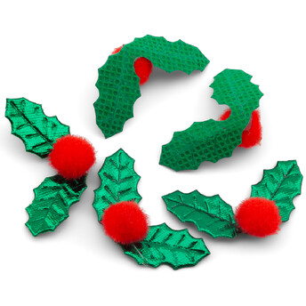 Аппликация пришивная нашивка Листочки с шариком 2х3,5 см 2 шт. Зеленый с красным